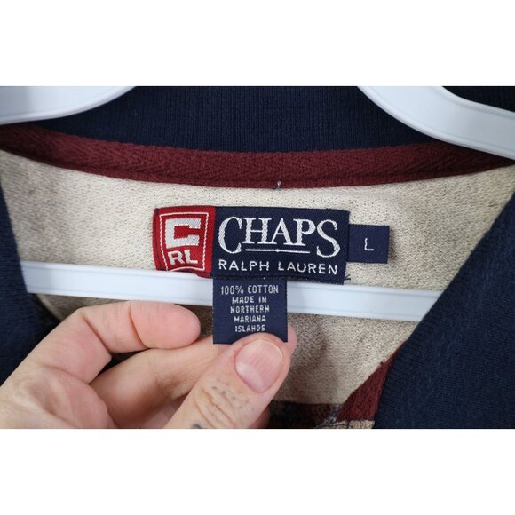 Vintage 90s Chaps Ralph Lauren Mens Large Faded long Sleeve Rugby Polo Plaid - Picture 5 of 12